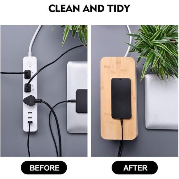 2 Pack Large Cable Management Box – Wooden Style Cord Organizer & Cover for Wire - Picture 6 of 7